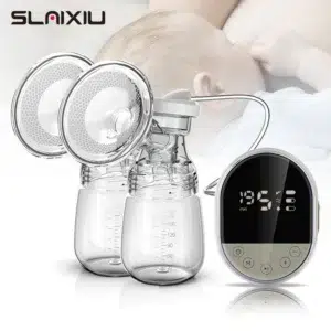 Dual portable breast pump with LED display and BPA-free design.