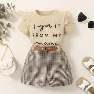 Toddler girl 2PCS summer clothes set with short sleeves.